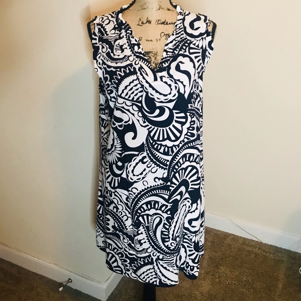crown & ivy Navy and White Spring Dress